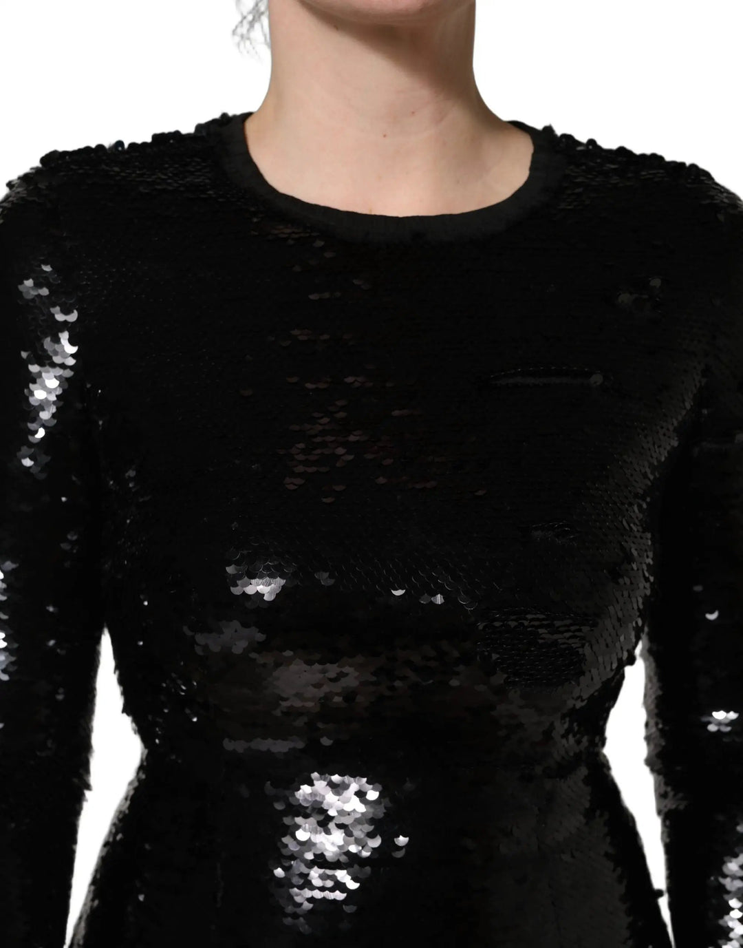 Dolce &amp; Gabbana Black Bodycon Mermaid Sequinned Gown Dress
