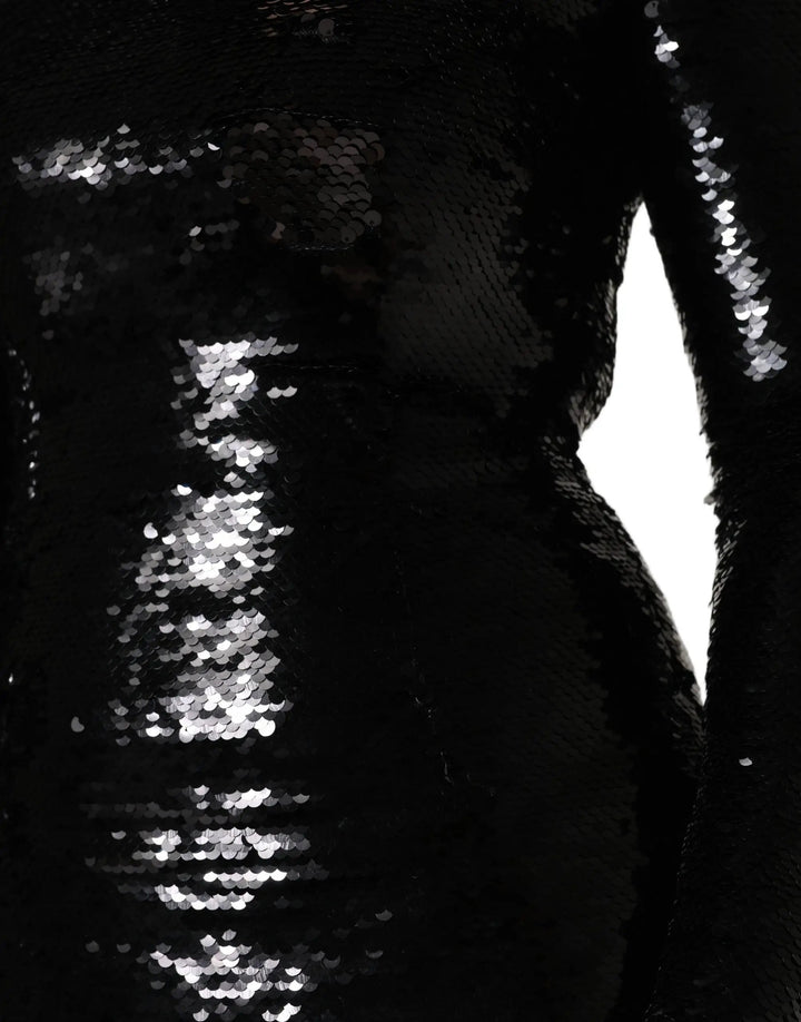 Dolce &amp; Gabbana Black Bodycon Mermaid Sequinned Gown Dress
