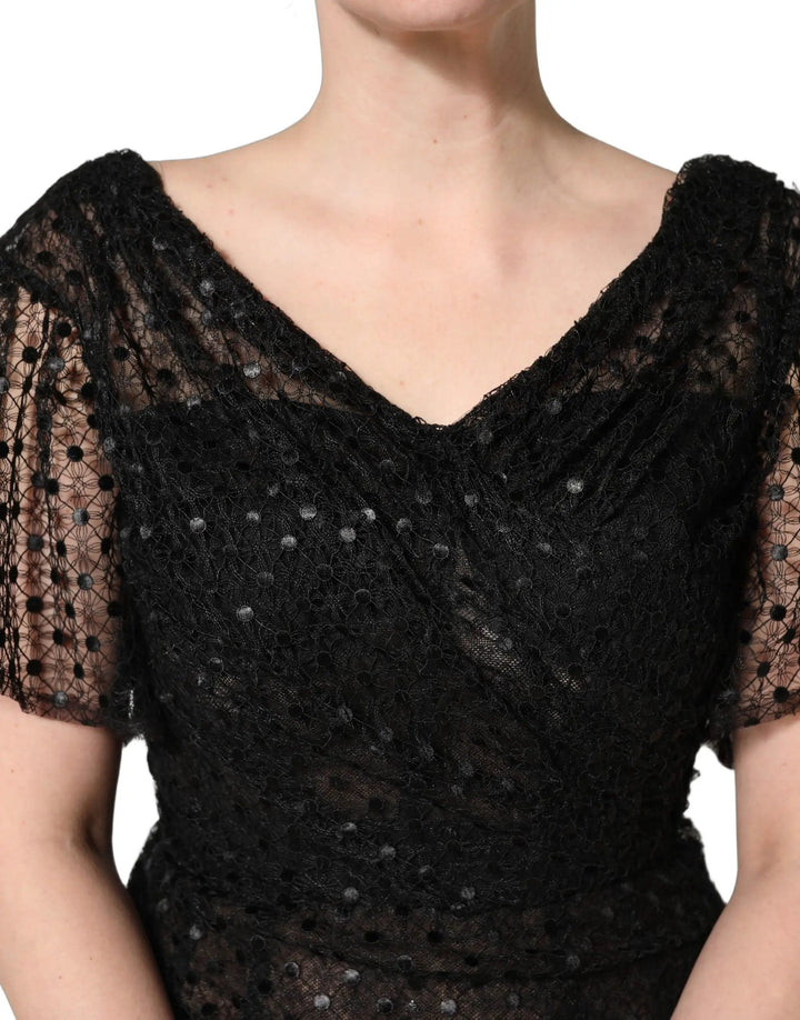 Dolce &amp; Gabbana Black Sequinned Mermaid Evening Gown Dress
