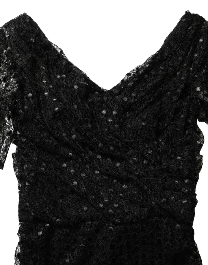 Dolce &amp; Gabbana Black Sequinned Mermaid Evening Gown Dress