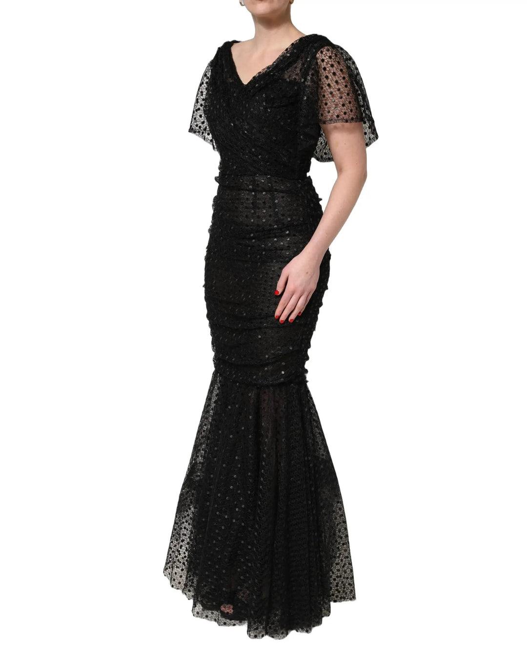 Dolce &amp; Gabbana Black Sequinned Mermaid Evening Gown Dress