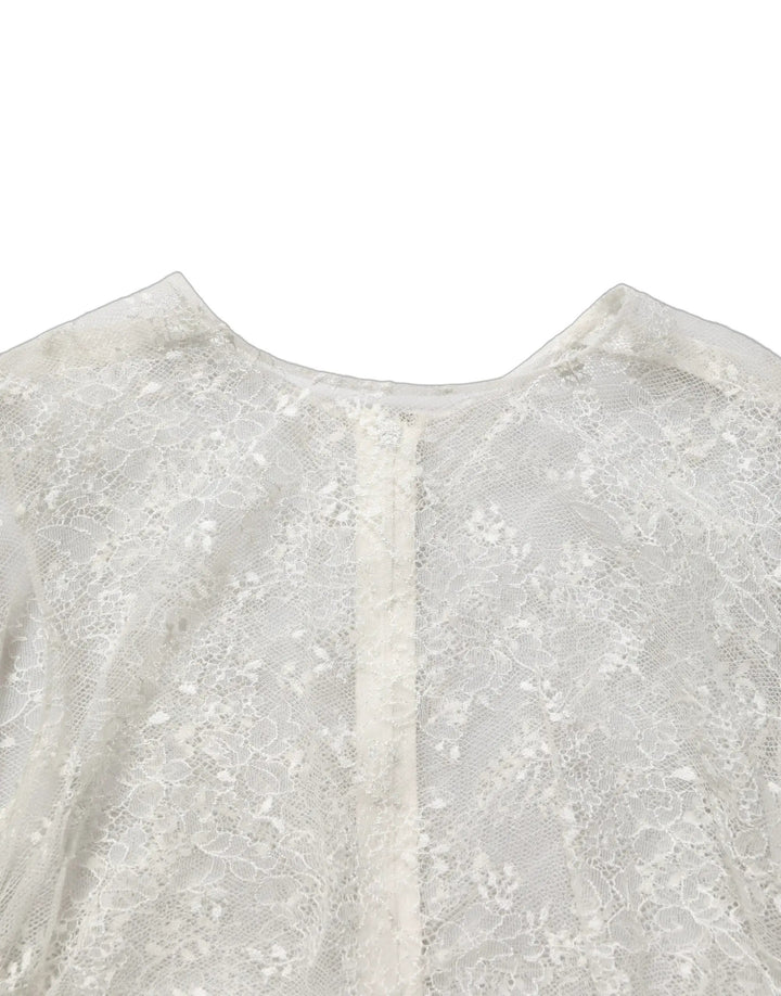 Dolce &amp; Gabbana White Floral Lace Sheer Sleeveless Midi Dress