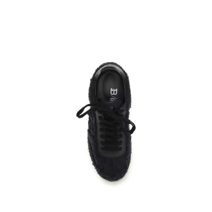 Balmain Black Suede Leather Low Top Sneakers