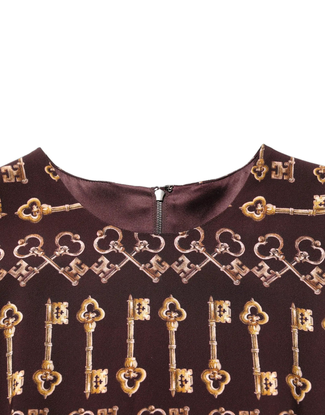Dolce &amp; Gabbana Brown Keys Fitted Sheath Knee Length Dress