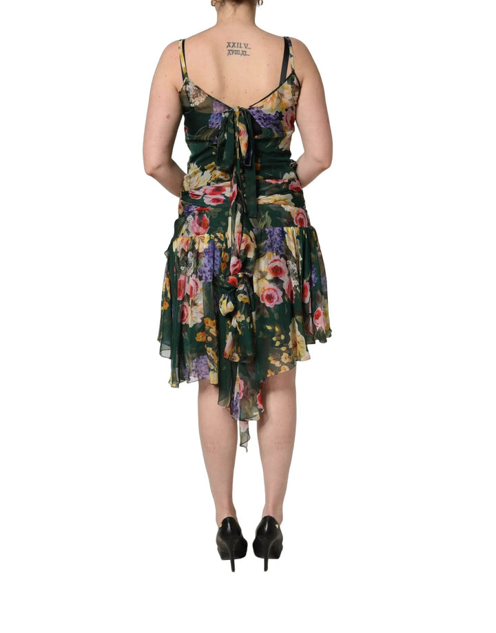 Dolce &amp; Gabbana Multicolor Floral Print Sleeveless Mini Dress
