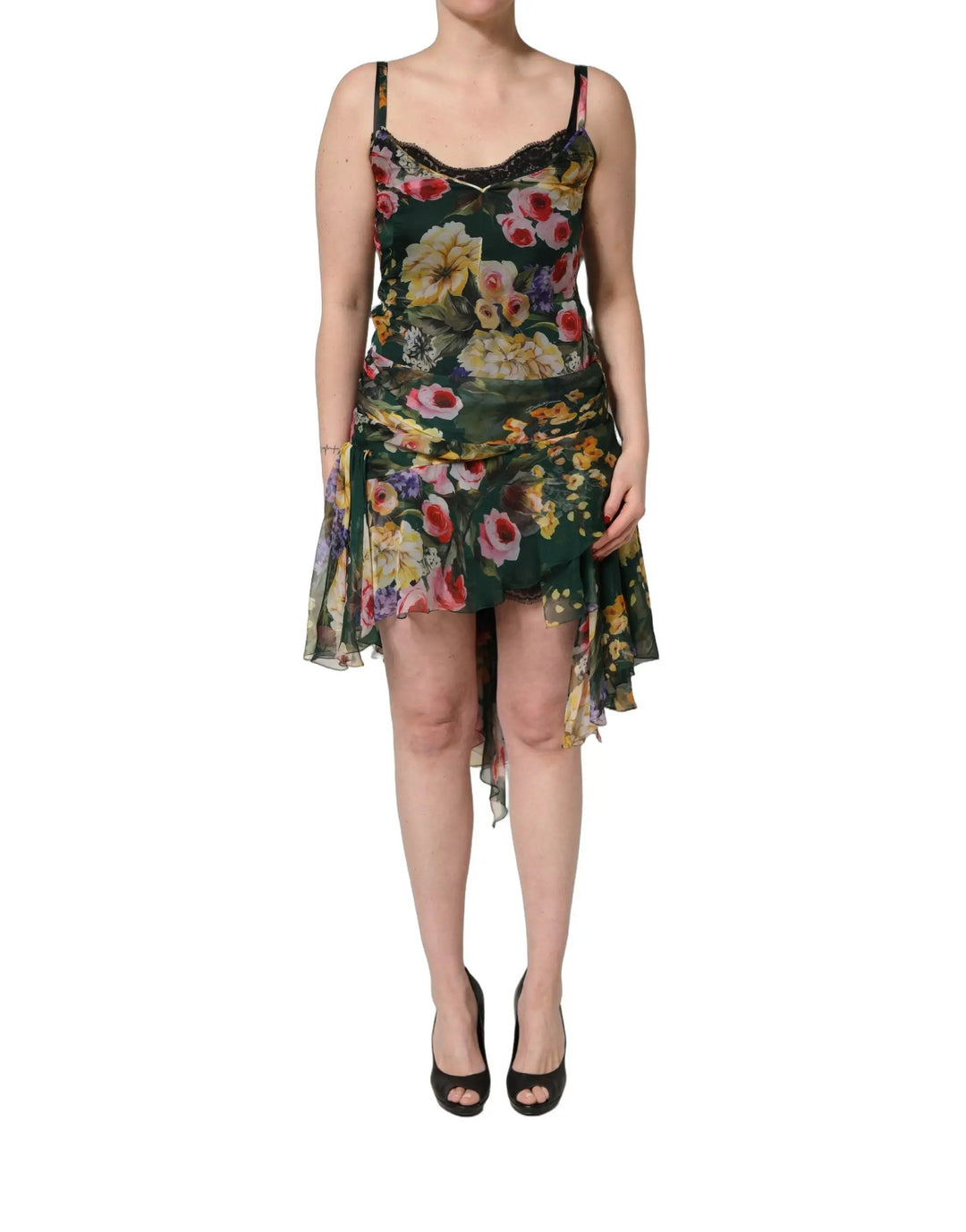 Dolce &amp; Gabbana Multicolor Floral Print Sleeveless Mini Dress