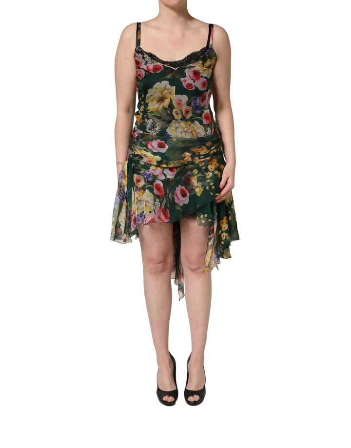 Dolce &amp; Gabbana Multicolor Floral Print Sleeveless Mini Dress