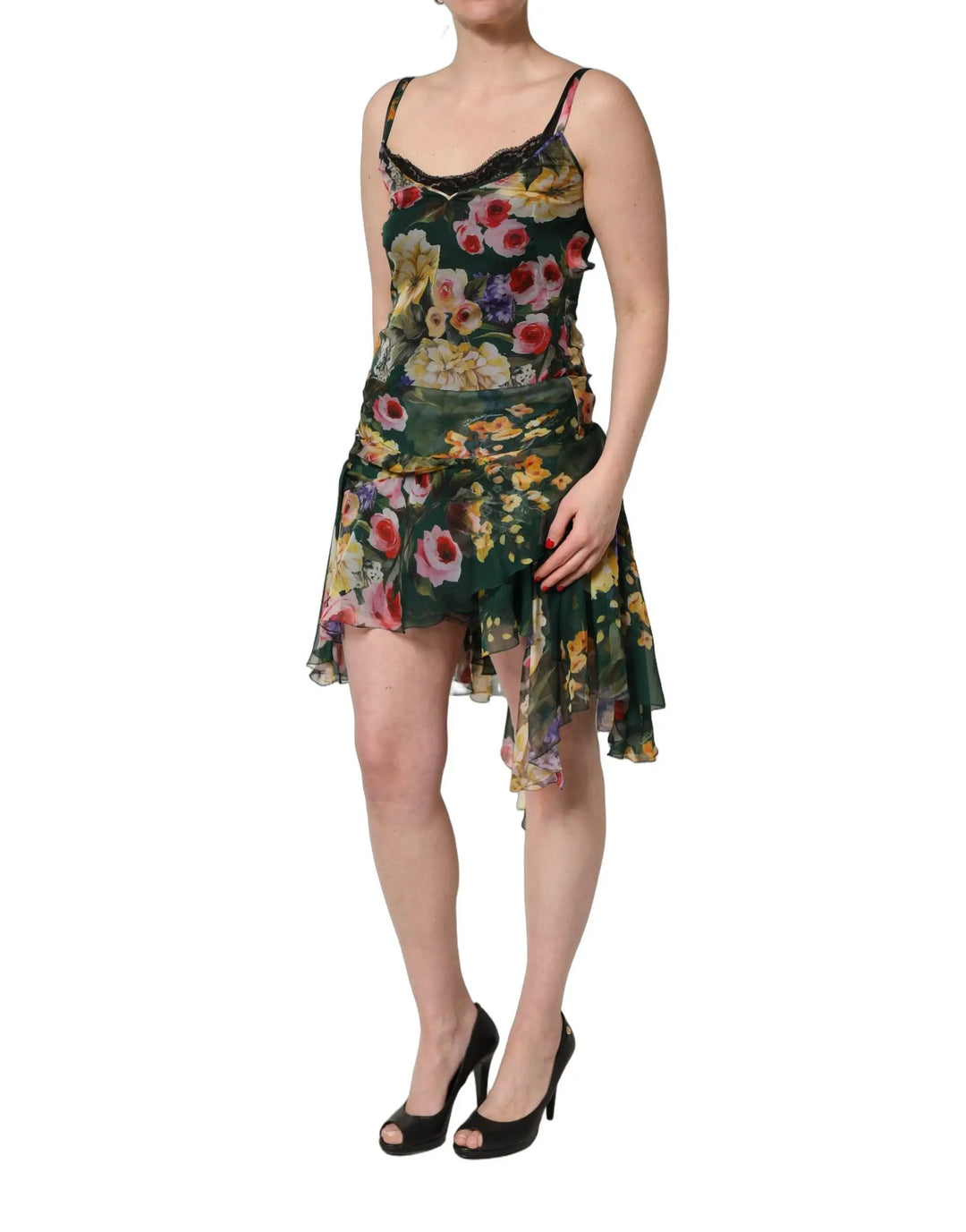 Dolce &amp; Gabbana Multicolor Floral Print Sleeveless Mini Dress