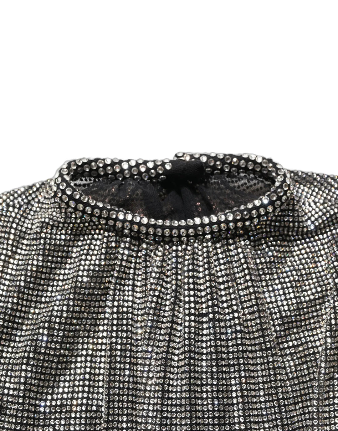 Dolce &amp; Gabbana Silver Rhinestones Long Sleeves Bodysuit Mini Dress