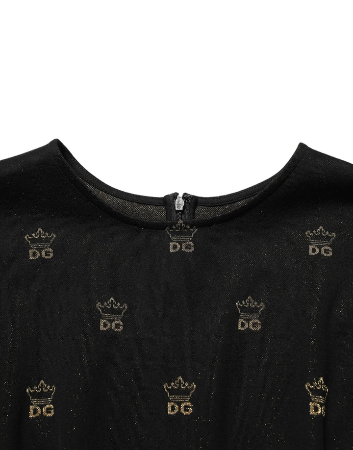 Dolce &amp; Gabbana Black DG Crown Short-Sleeve Sheath Dress