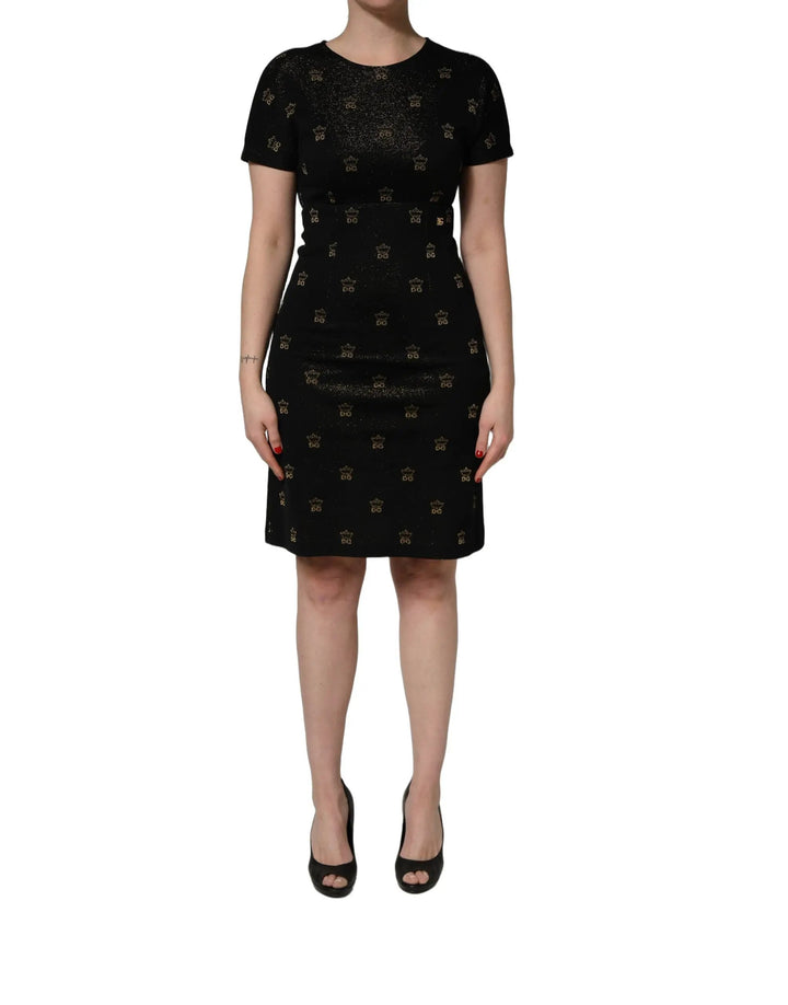Dolce &amp; Gabbana Black DG Crown Short-Sleeve Sheath Dress