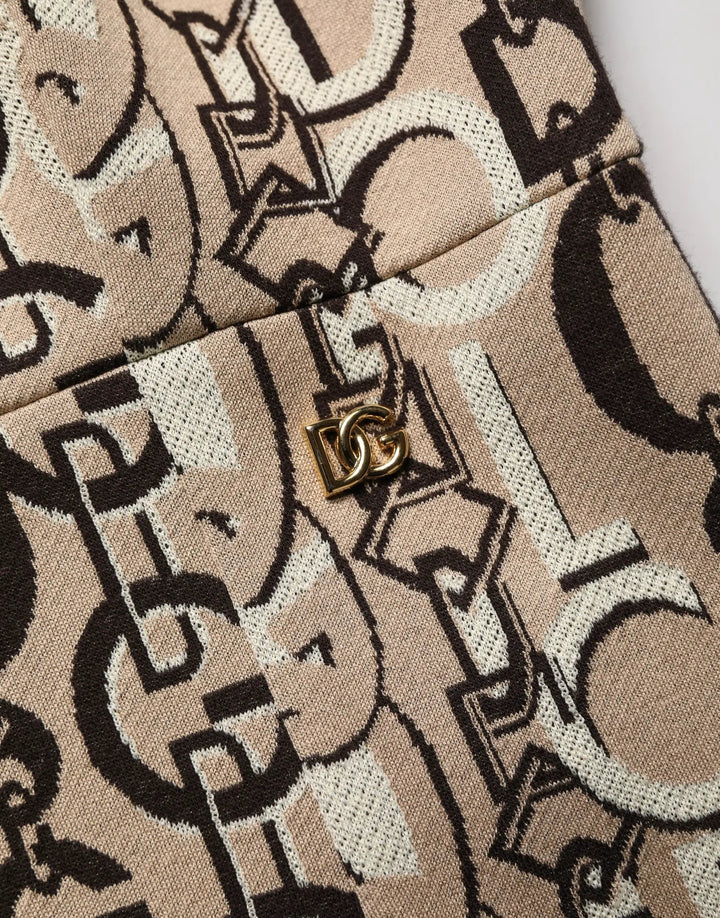 Dolce &amp; Gabbana Brown DG Logo Chain Short-Sleeve Sheath Dress