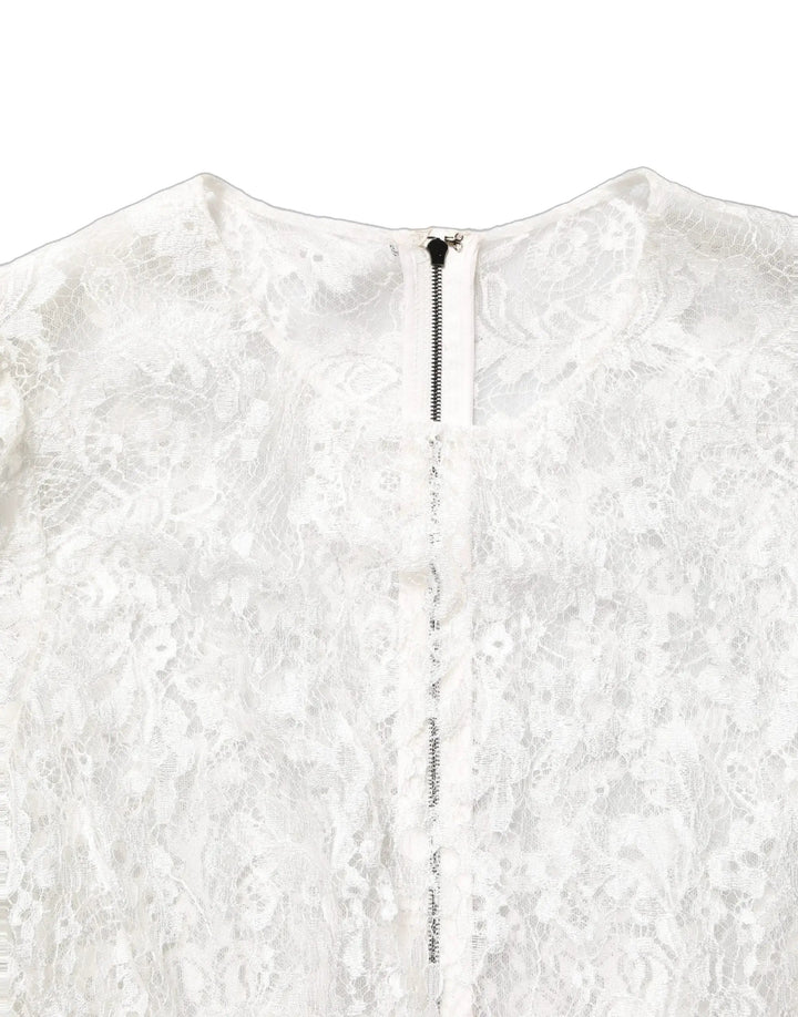 Dolce &amp; Gabbana White Lace Top Embellished Black Skirt Dress