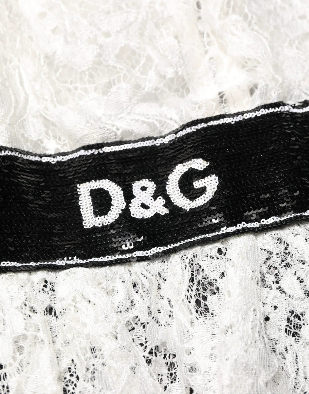 Dolce &amp; Gabbana White Lace Top Embellished Black Skirt Dress