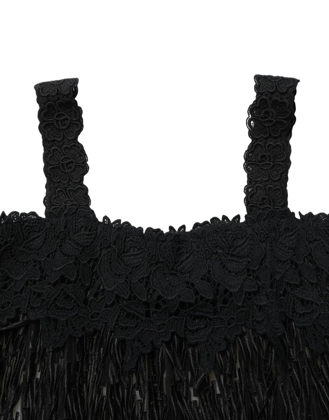 Dolce &amp; Gabbana Black Viscose Fringed Sleeveless Mini Dress