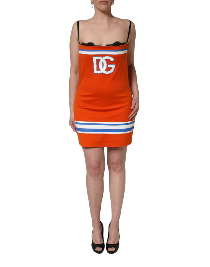 Dolce &amp; Gabbana Orange Cotton Superbowl Football Inspired Mini Dress
