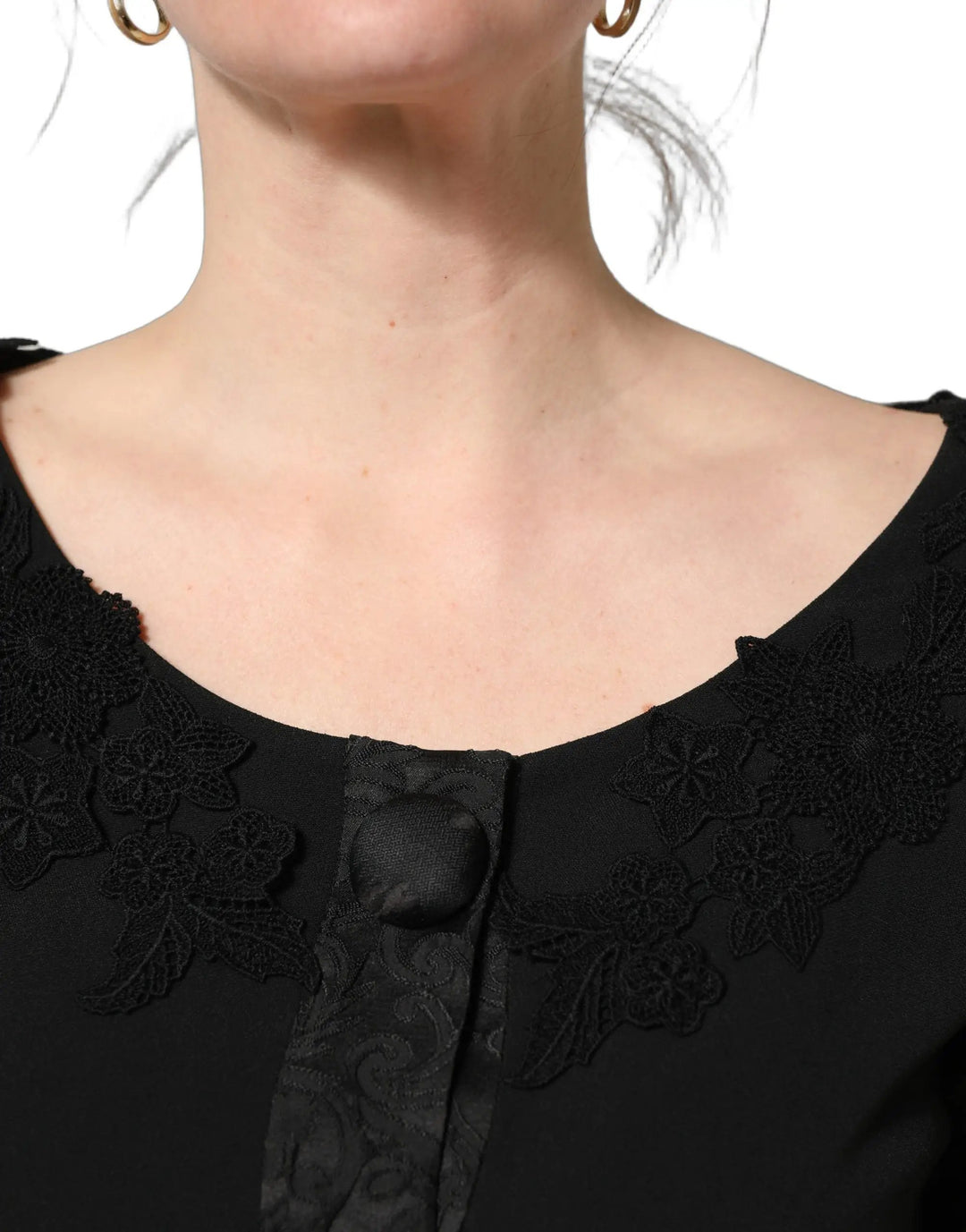 Dolce &amp; Gabbana Black Button Fastening Lace Trimmed Blazer Jacket