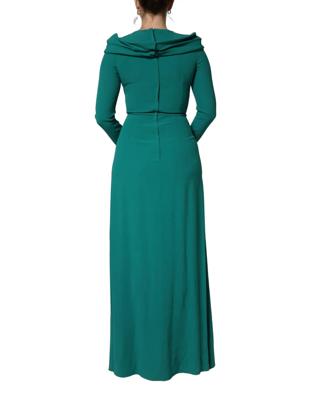 Dolce &amp; Gabbana Sample Sale | Dolce &amp; Gabbana Green Round Neck Long Sleeves Gown Dress - | Designer outlet
