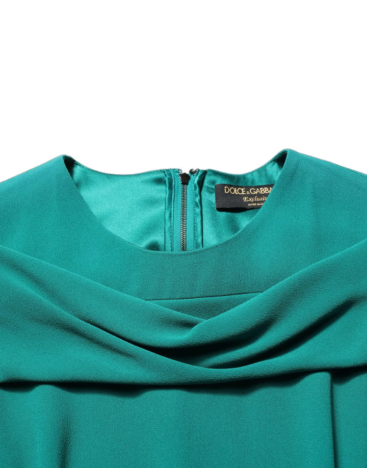 Dolce &amp; Gabbana Sample Sale | Dolce &amp; Gabbana Green Round Neck Long Sleeves Gown Dress - | Designer outlet