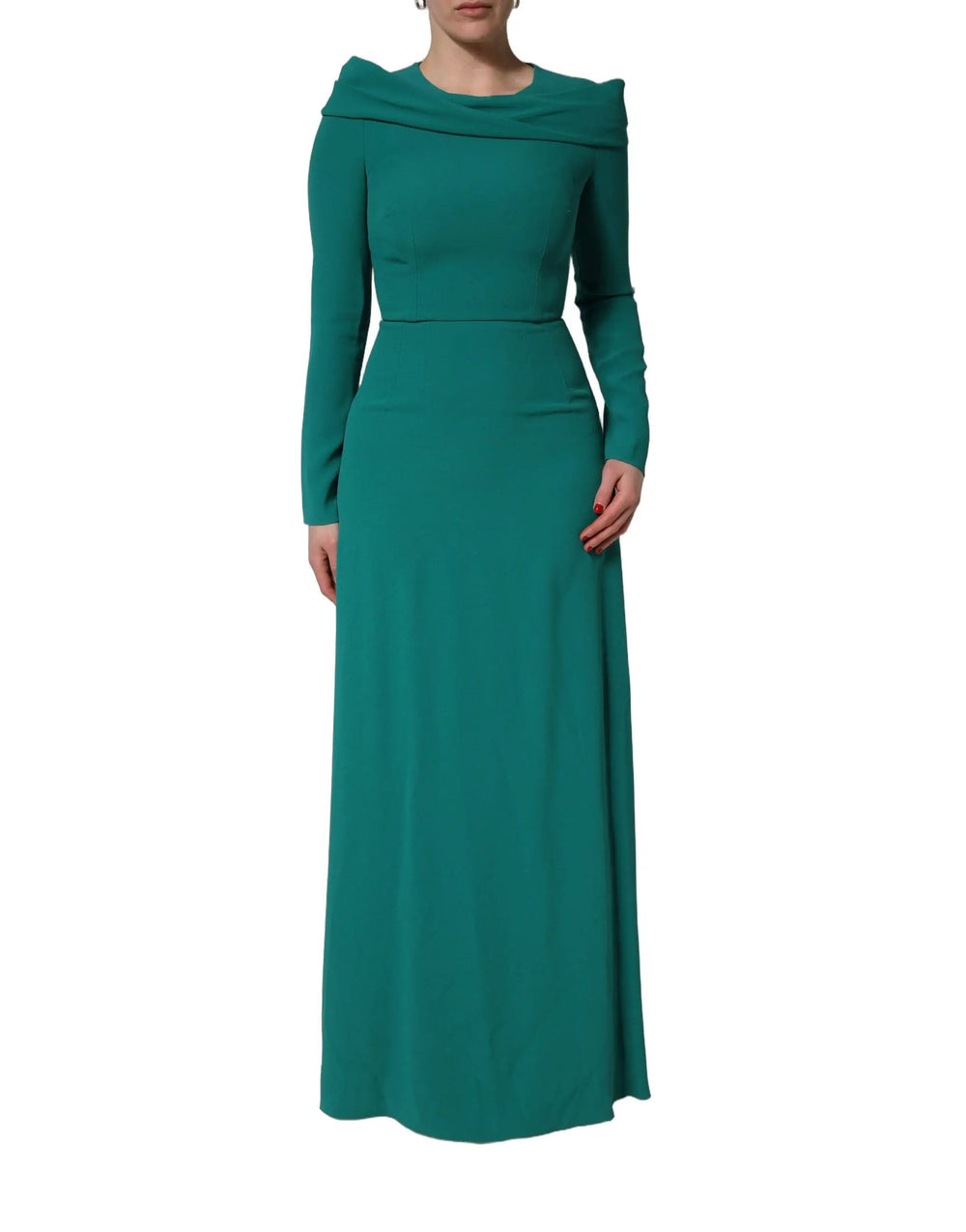 Dolce & Gabbana Sample Sale | Dolce & Gabbana Green Round Neck Long Sleeves Gown Dress - | Designer outlet