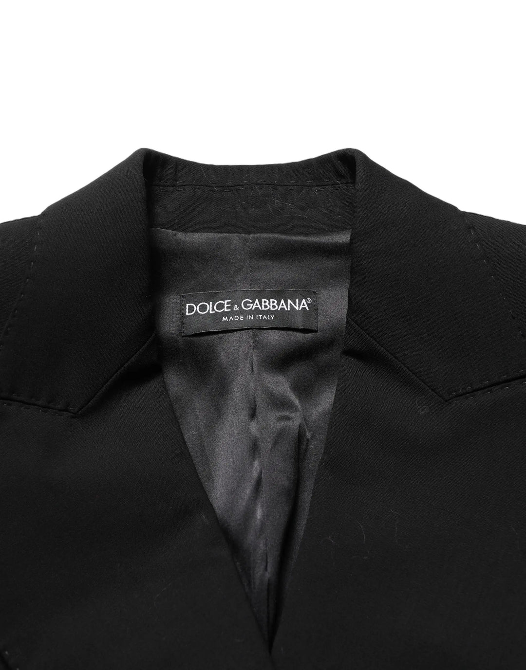 Dolce &amp; Gabbana Black Wool DoubleBreasted Lace Sleeve Jacket