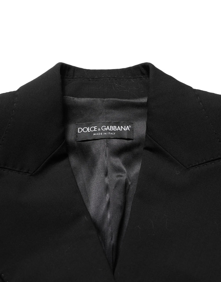 Dolce &amp; Gabbana Black Wool DoubleBreasted Lace Sleeve Jacket