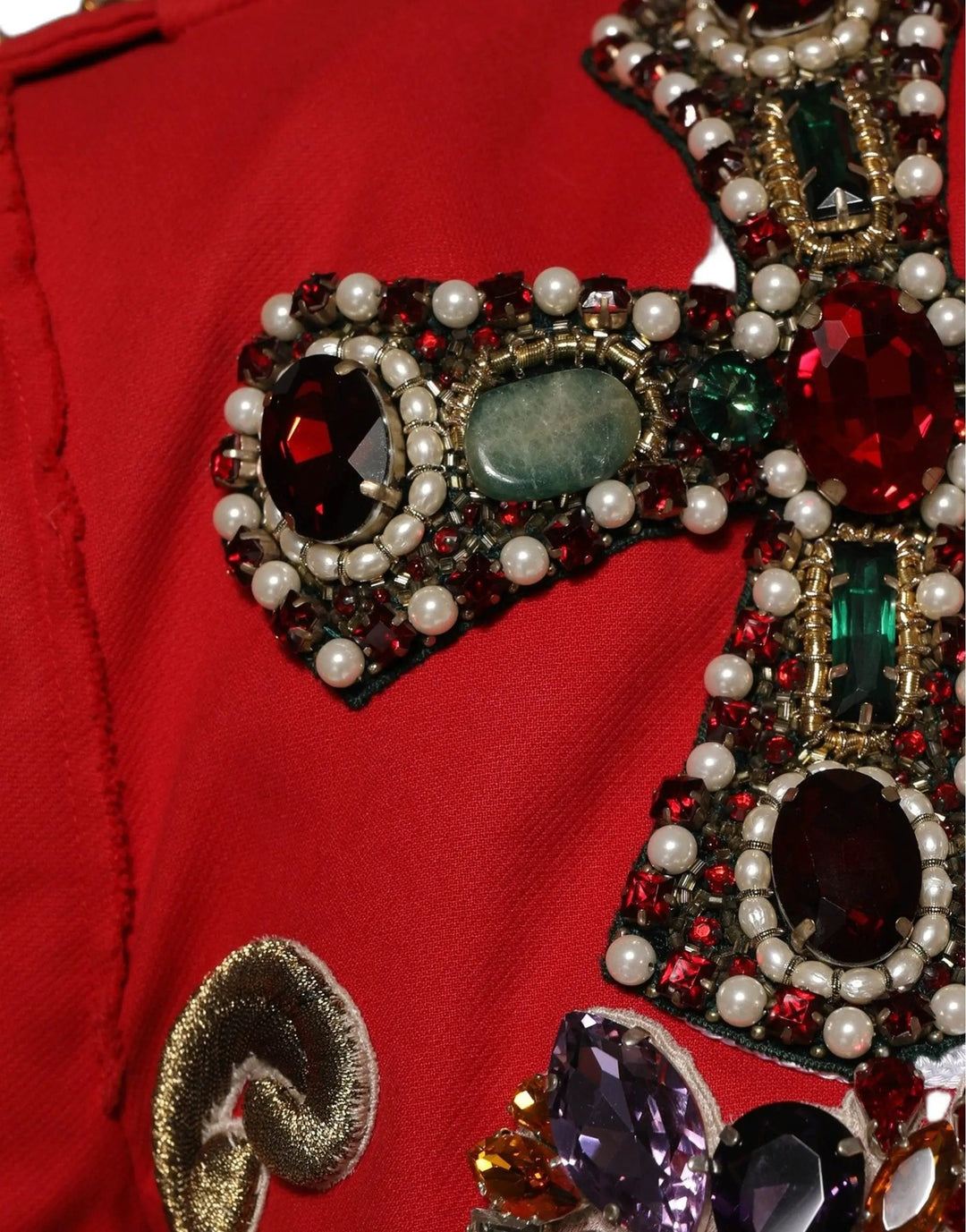Dolce &amp; Gabbana Sample Sale | Dolce &amp; Gabbana Multicolor Asymmetrical Ornate Jewel Cropped Jacket - | Designer outlet