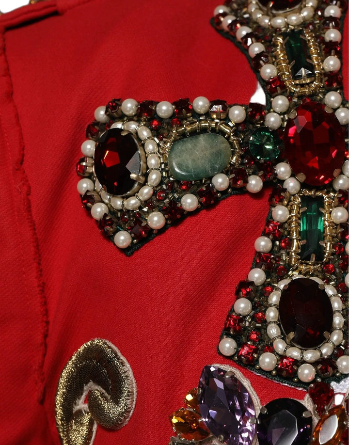 Dolce &amp; Gabbana Sample Sale | Dolce &amp; Gabbana Multicolor Asymmetrical Ornate Jewel Cropped Jacket - | Designer outlet