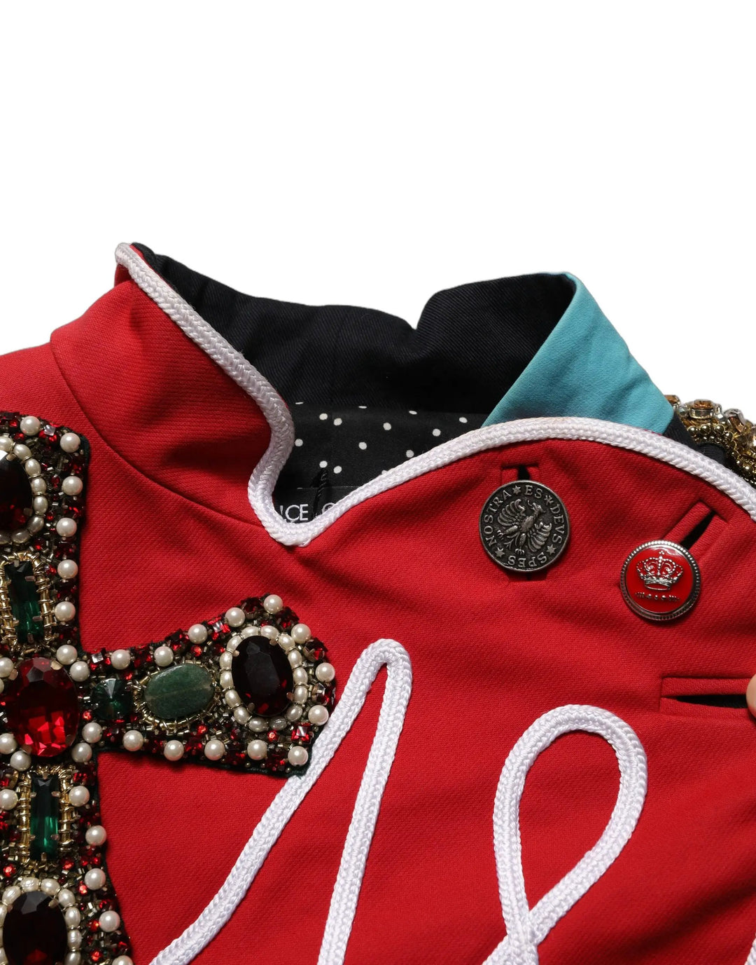 Dolce &amp; Gabbana Sample Sale | Dolce &amp; Gabbana Multicolor Asymmetrical Ornate Jewel Cropped Jacket - | Designer outlet
