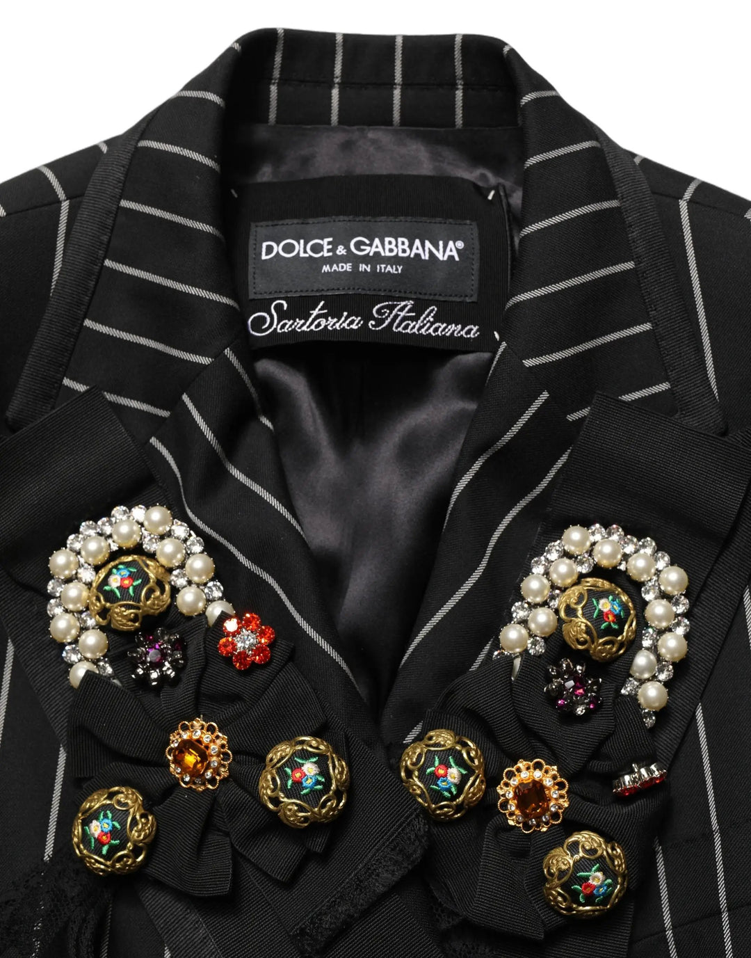 Dolce &amp; Gabbana Sample Sale | Dolce &amp; Gabbana Black Stripe Double-Breasted Blazer Jacket - | Designer outlet