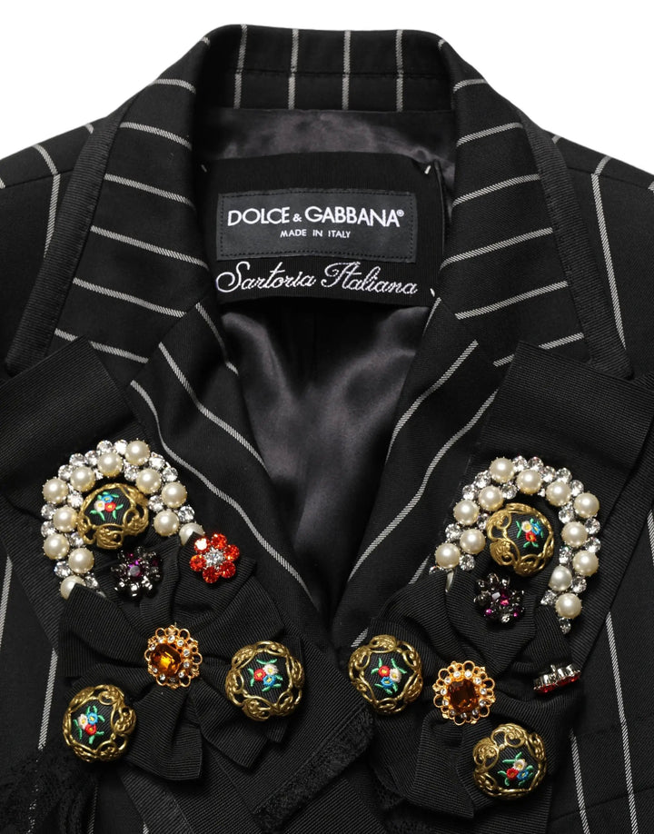 Dolce &amp; Gabbana Sample Sale | Dolce &amp; Gabbana Black Stripe Double-Breasted Blazer Jacket - | Designer outlet