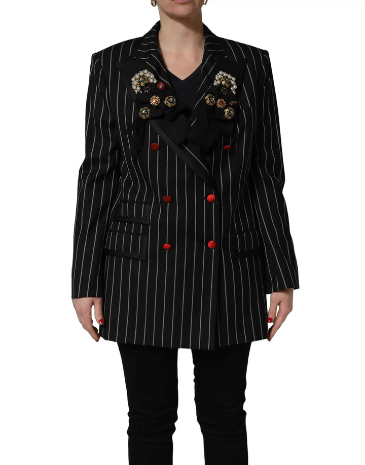 Dolce &amp; Gabbana Sample Sale | Dolce &amp; Gabbana Black Stripe Double-Breasted Blazer Jacket - | Designer outlet