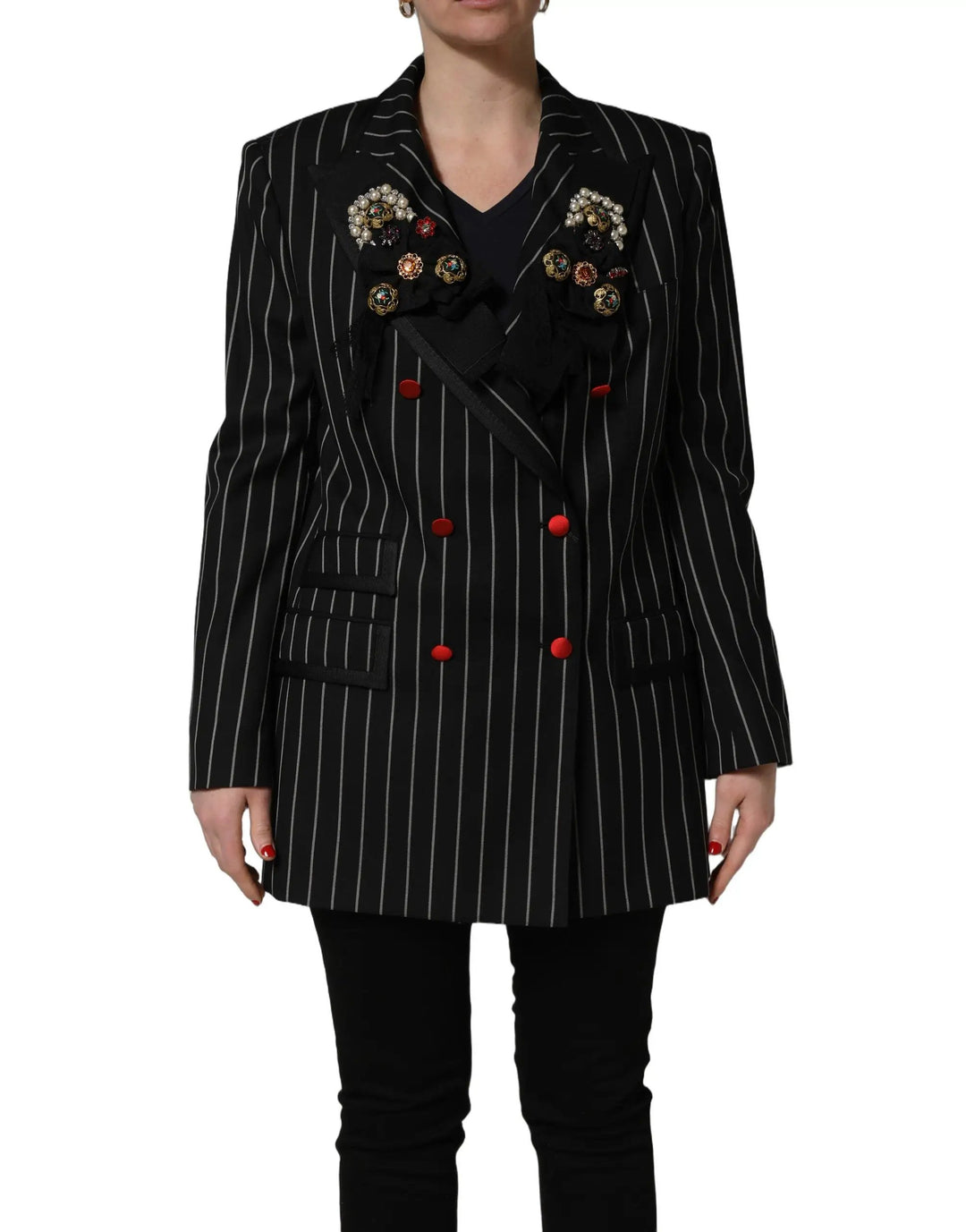Dolce &amp; Gabbana Sample Sale | Dolce &amp; Gabbana Black Stripe Double-Breasted Blazer Jacket - | Designer outlet