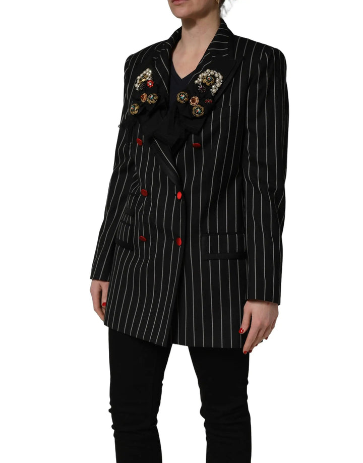 Dolce &amp; Gabbana Sample Sale | Dolce &amp; Gabbana Black Stripe Double-Breasted Blazer Jacket - | Designer outlet