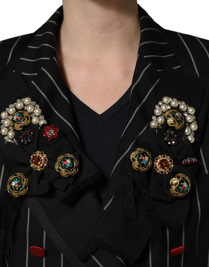 Dolce &amp; Gabbana Sample Sale | Dolce &amp; Gabbana Black Stripe Double-Breasted Blazer Jacket - | Designer outlet