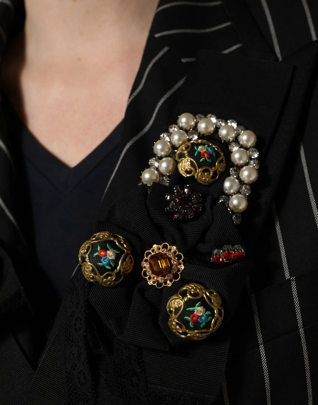 Dolce &amp; Gabbana Sample Sale | Dolce &amp; Gabbana Black Stripe Double-Breasted Blazer Jacket - | Designer outlet