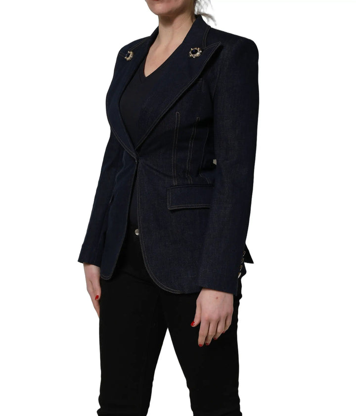 Dolce &amp; Gabbana Sample Sale | Dolce &amp; Gabbana Blue Single-Breasted Denim Blazer Jacket - | Designer outlet