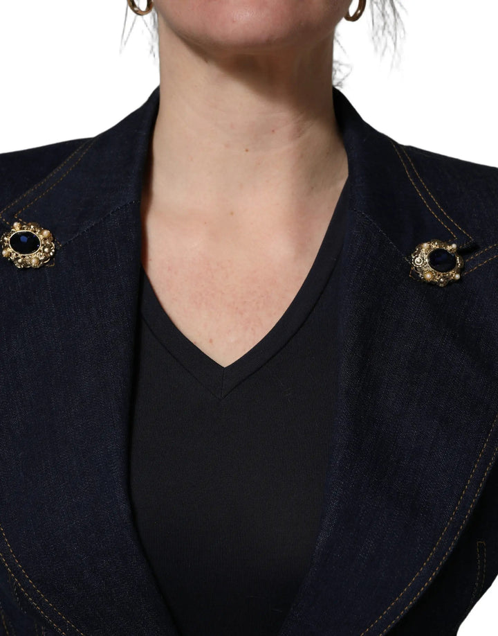 Dolce &amp; Gabbana Sample Sale | Dolce &amp; Gabbana Blue Single-Breasted Denim Blazer Jacket - | Designer outlet