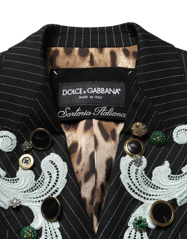 Dolce &amp; Gabbana Sample Sale | Dolce &amp; Gabbana Black Stripe Double-Breasted Blazer Jacket - | Designer outlet