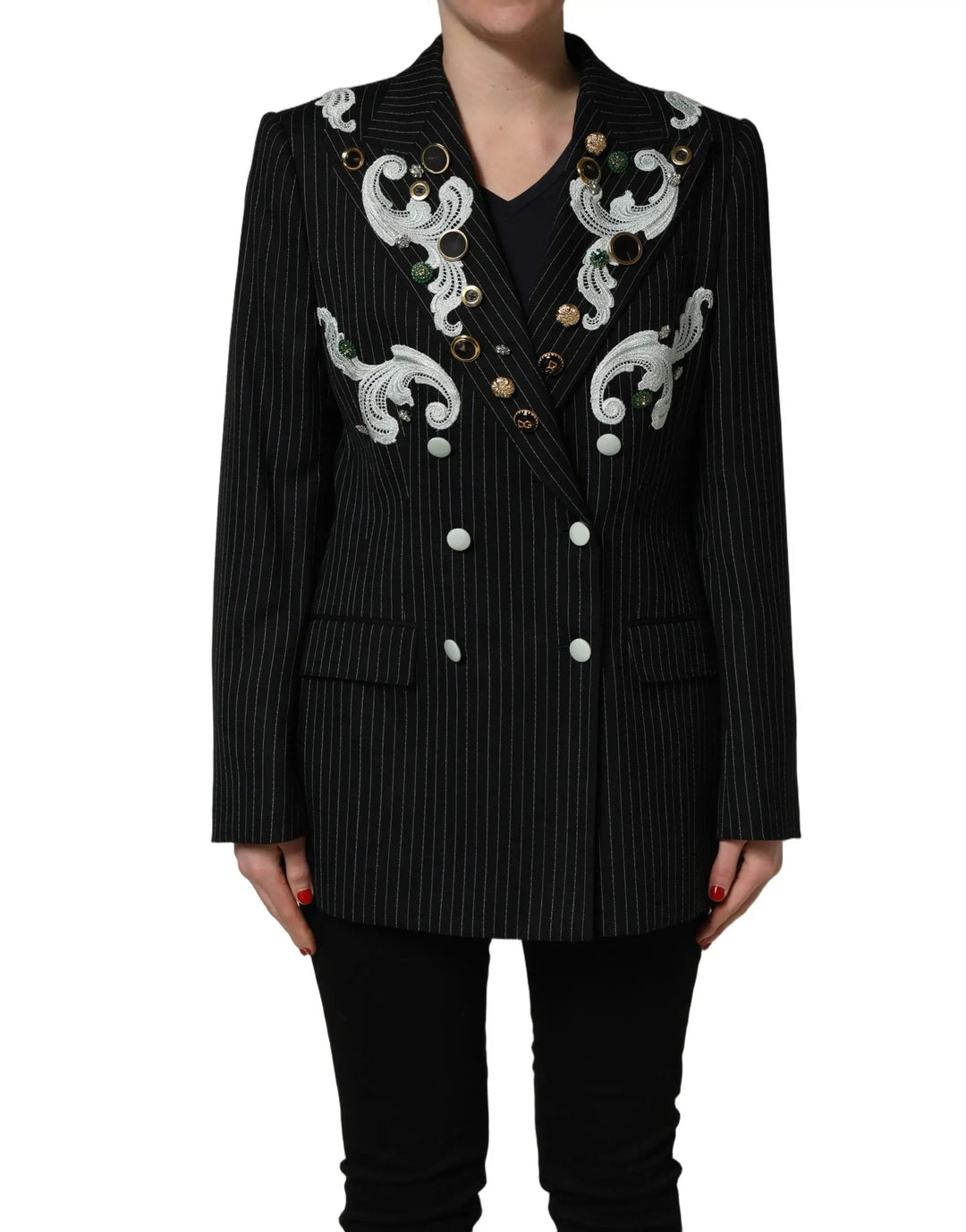 Dolce &amp; Gabbana Sample Sale | Dolce &amp; Gabbana Black Stripe Double-Breasted Blazer Jacket - | Designer outlet