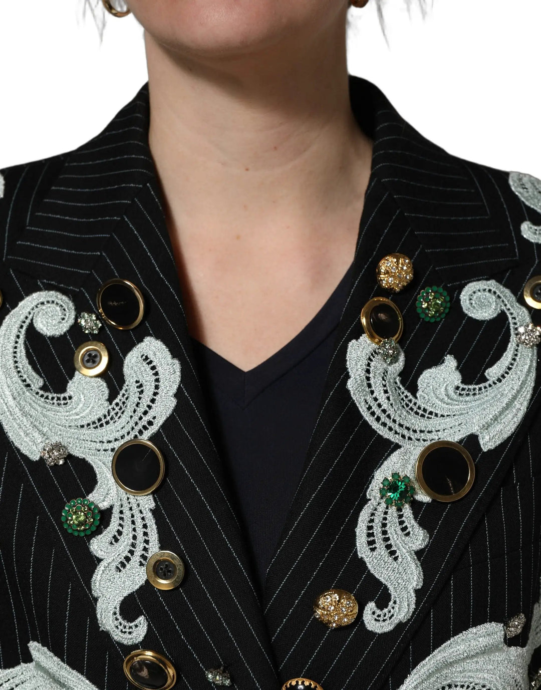 Dolce &amp; Gabbana Sample Sale | Dolce &amp; Gabbana Black Stripe Double-Breasted Blazer Jacket - | Designer outlet