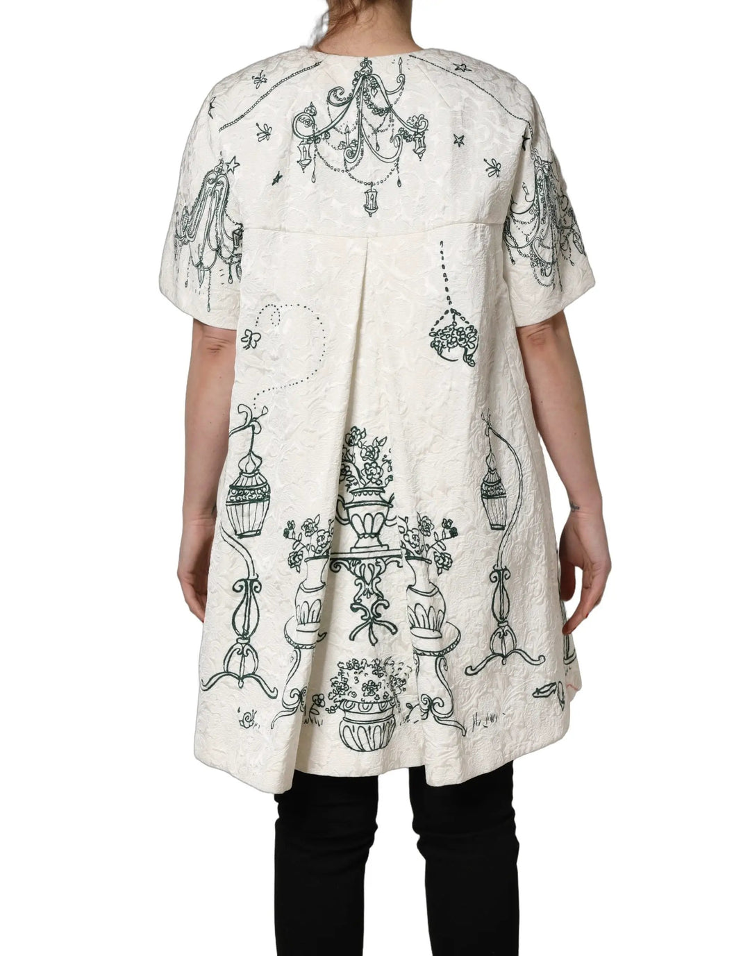 Dolce &amp; Gabbana Sample Sale | Dolce &amp; Gabbana White Jacquard Garden Print Coat Jacket - | Designer outlet