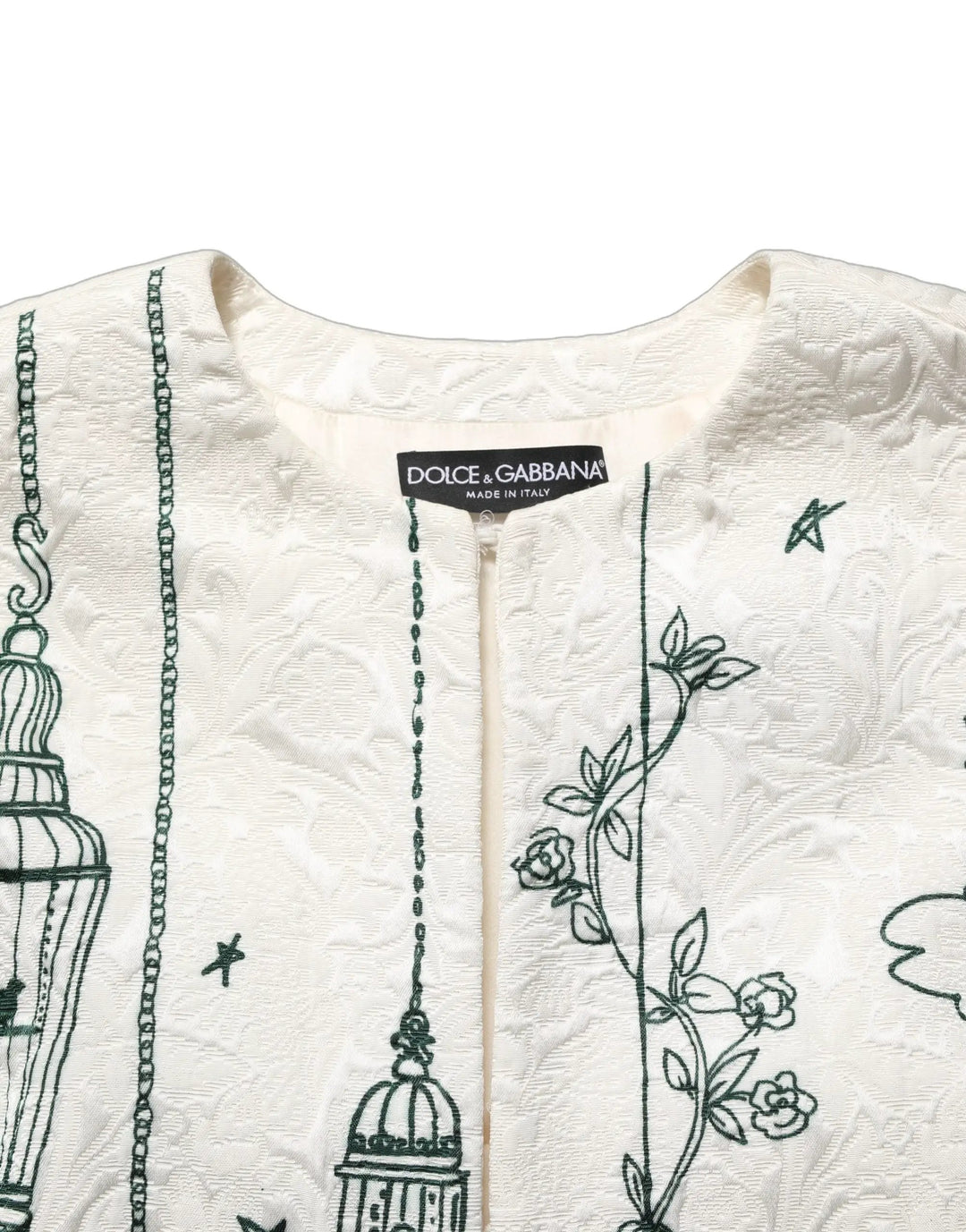 Dolce &amp; Gabbana Sample Sale | Dolce &amp; Gabbana White Jacquard Garden Print Coat Jacket - | Designer outlet