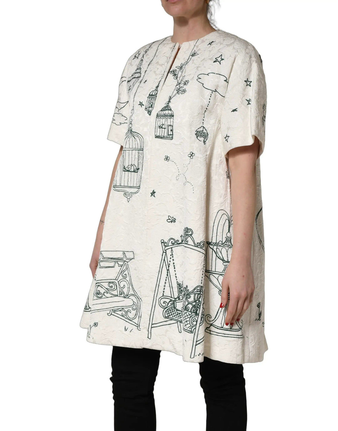 Dolce &amp; Gabbana Sample Sale | Dolce &amp; Gabbana White Jacquard Garden Print Coat Jacket - | Designer outlet