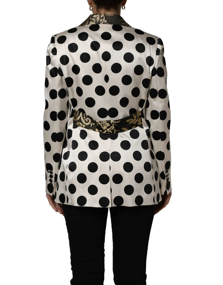 Dolce &amp; Gabbana Sample Sale | Dolce &amp; Gabbana White Brocade Polka-Dot Print Blazer Jacket - | Designer outlet