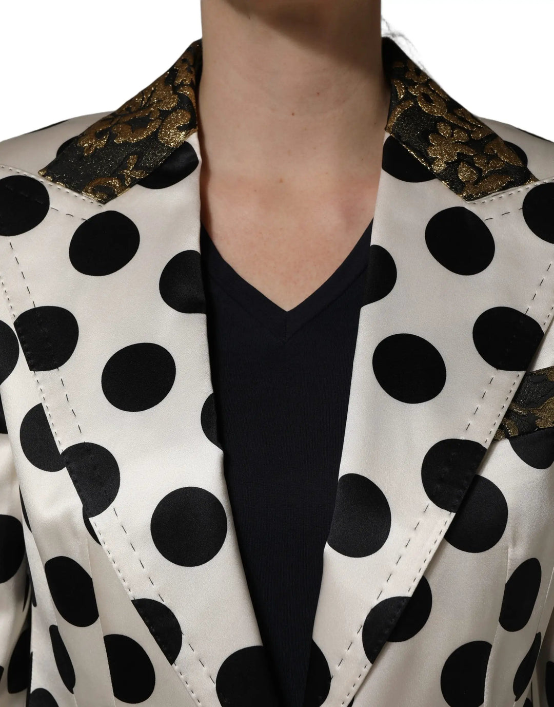 Dolce &amp; Gabbana Sample Sale | Dolce &amp; Gabbana White Brocade Polka-Dot Print Blazer Jacket - | Designer outlet