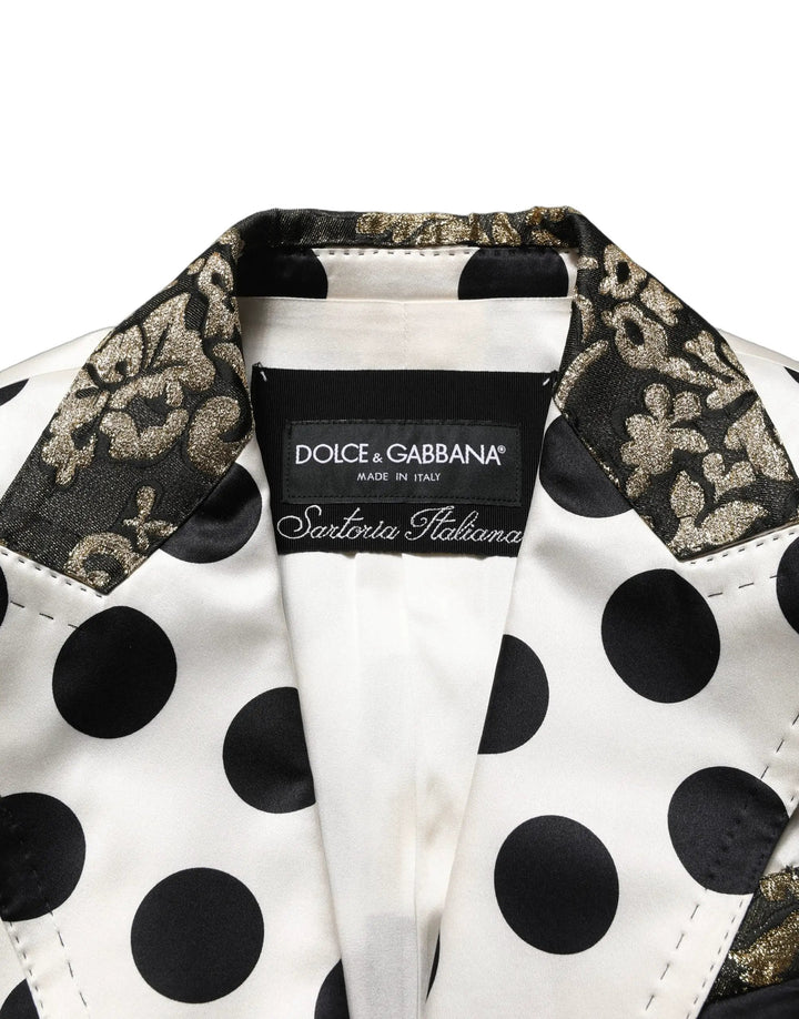 Dolce &amp; Gabbana Sample Sale | Dolce &amp; Gabbana White Brocade Polka-Dot Print Blazer Jacket - | Designer outlet