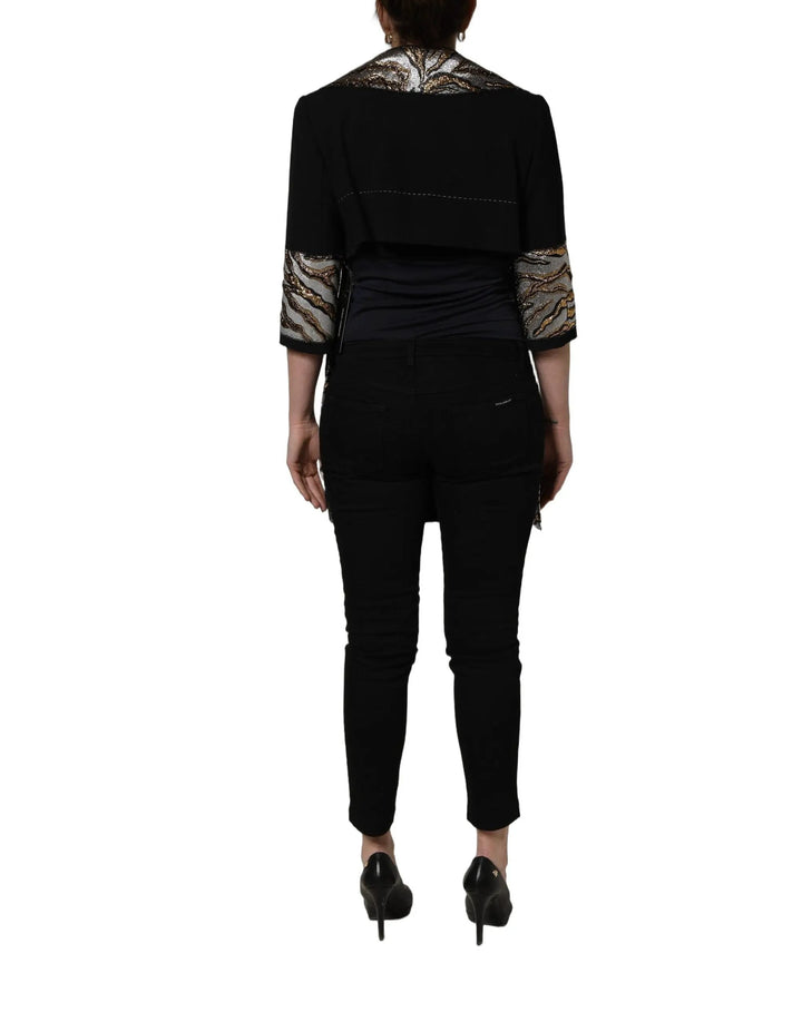 Dolce &amp; Gabbana Sample Sale | Dolce &amp; Gabbana Black Single-Breasted Brocade Coat Jacket - | Designer outlet