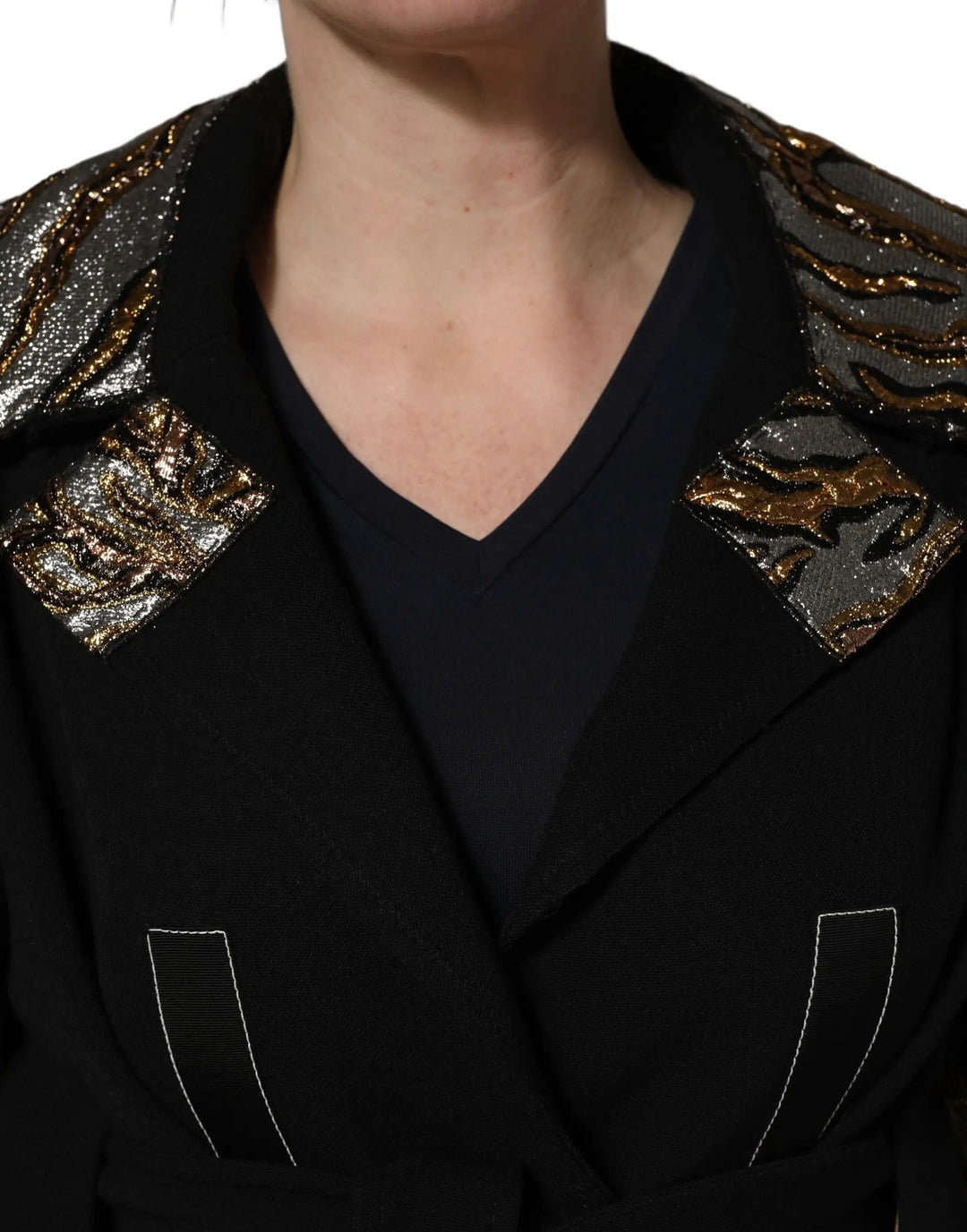 Dolce &amp; Gabbana Sample Sale | Dolce &amp; Gabbana Black Single-Breasted Brocade Coat Jacket - | Designer outlet