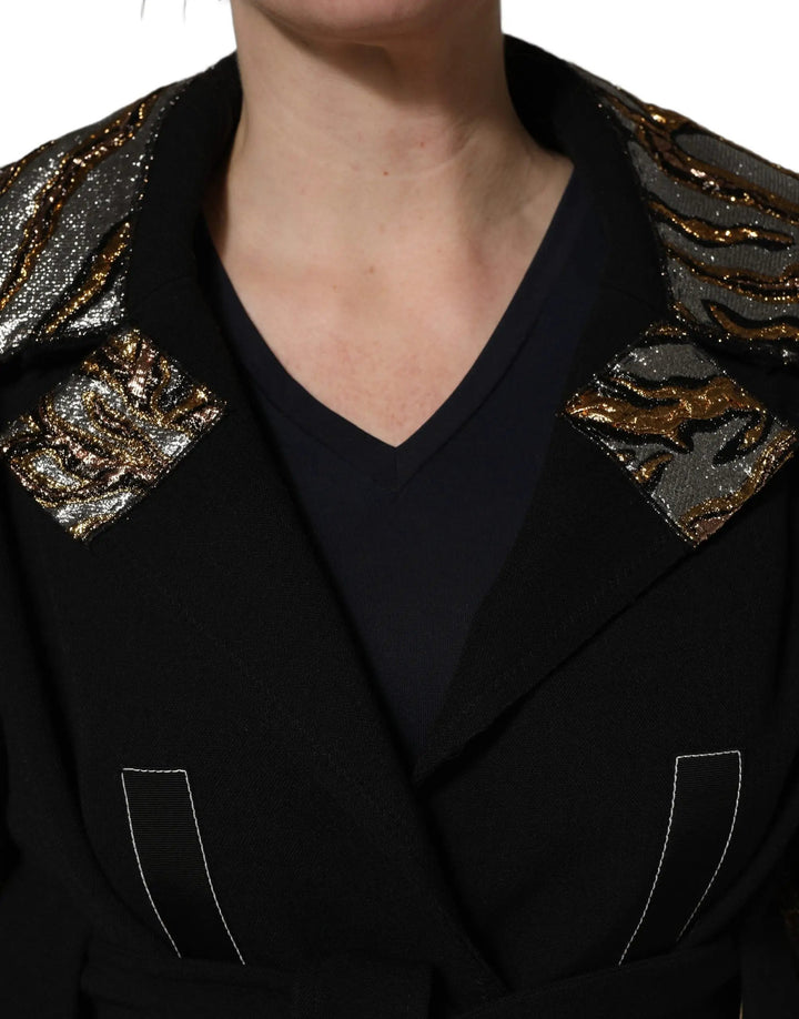 Dolce &amp; Gabbana Sample Sale | Dolce &amp; Gabbana Black Single-Breasted Brocade Coat Jacket - | Designer outlet